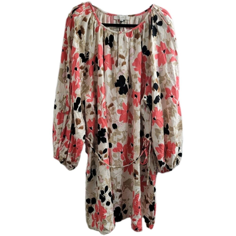 LOFT NWT XXL “Gardenia” Button-Sleeve Mini Dress Spring 2025 Rayon Blend